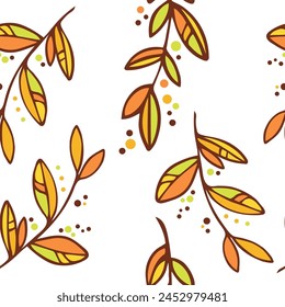 Decorativo ornamental patrón de color naranja sin costuras. Brunches Ilustración vectorial