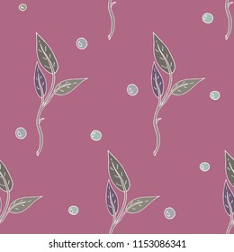 Decorative ornamental seamless pattern with colorful leaves on a brown background for design fabric, backgrounds, paper, ceramics/Leaves-5