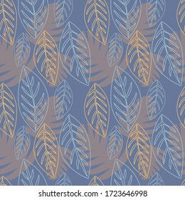 Decorative ornamental seamless spring pattern. Endless elegant texture with leaves. Tempate for design fabric, backgrounds, wrapping paper, package, covers
