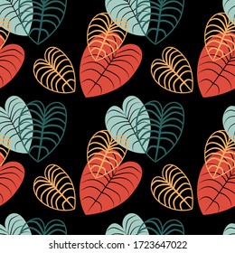 Decorative ornamental seamless spring pattern. Endless elegant texture with leaves. Tempate for design fabric, backgrounds, wrapping paper, package, covers