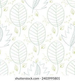 Dekoratives, nahtloses Federmuster im Zierstil. Endlose elegante Textur mit Blättern. Tempo für Design-Gewebe, Hintergründe, Umhüllungspapier, Verpackung, Deckel