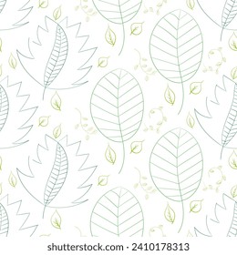 Decorative ornamental seamless spring pattern. Endless elegant texture with leaves. Tempate for design fabric, backgrounds, wrapping paper, package, covers