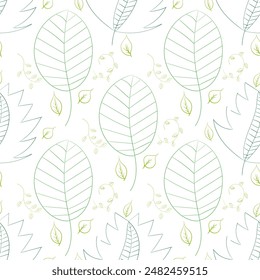 Dekoratives ornamentales nahtloses Federmuster. Endlos elegante Textur mit Blättern. Vorlage für Designstoff, Hintergründe, Einwickelpapier, Verpackung, Abdeckungen