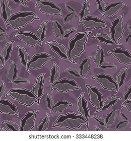 Decorative ornamental seamless spring pattern. Endless elegant texture with leaves. Tempate for design fabric, backgrounds, wrapping paper, package, covers