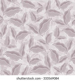 Decorative ornamental seamless spring pattern. Endless elegant texture with leaves. Tempate for design fabric, backgrounds, wrapping paper, package, covers