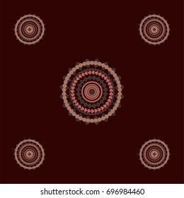 Decorative ornamental seamless vector oriental mandala design. Brown henna fabric textile pattern. Eastern arabesque retro vintage folk ethnic traditional indian saree illustration. Diwali decoration.