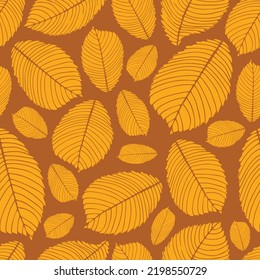 Decorative ornamental spring pattern. Endless elegant texture with yellow leaves. Template for design fabric, backgrounds, wrapping paper, package, covers