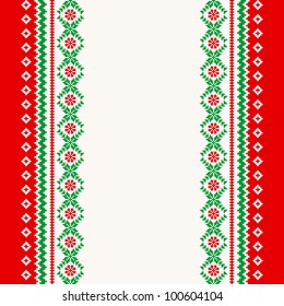 Decorative ornamental textile background in folk style