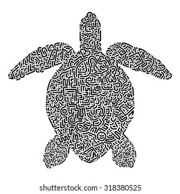 Decorative ornamental turtle. Vector illustration.