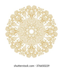 Decorative ornamental vector golden rosette on white background