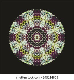 Decorative ornamental vector laced rosette on dark backgorund