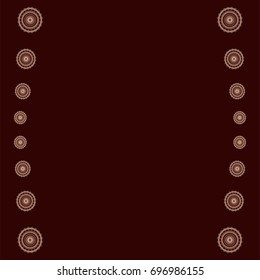 Decorative ornamental vector oriental design. Brown, red mehendi fabric textile pattern. Eastern arabesque retro vintage folk ethnic traditional indian frame. Diwali fest mandala border decoration.