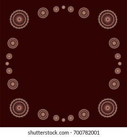Decorative ornamental vector oriental design. Brown, red mehendi fabric textile pattern. Eastern arabesque retro vintage folk ethnic traditional indian frame. Diwali fest mandala border decoration.
