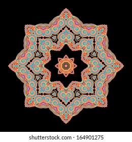 Decorative ornamental vector rosette on dark background