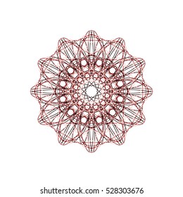 Decorative ornamental vector shape. Lineart logo template for design projects. A circular ornament from the crossed lines on white background.