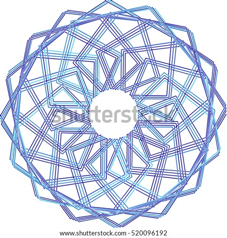 Decorative ornamental vector shape. Lineart logo template for design projects. A circular ornament from the crossed lines.