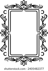 Decorative ornamental vintage floral frame border with flowers.