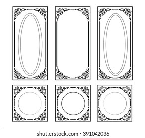 Decorative Ornamented frames for walls or backgrounds. Interior design decoration panels. Classic Baroque Vintage style. Vector frame