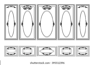 Decorative Ornamented frames for walls or backgrounds. Interior design decoration panels. Classic Baroque Vintage style. Vector frame