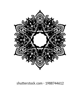 Decorative ornaments in the shape of a flower. Mandala Good for tattoos, prints and postcards. Isolated on white background. Vector illustration