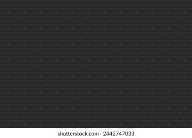 Decorative ornament,Triangle Geometric Black 3D Background. Dark Mosaic Geometry Pattern.