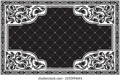 Decorative ornate black and white retro design blank frame
