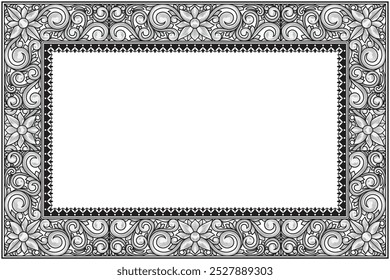 Decorative ornate black and white retro design blank frame