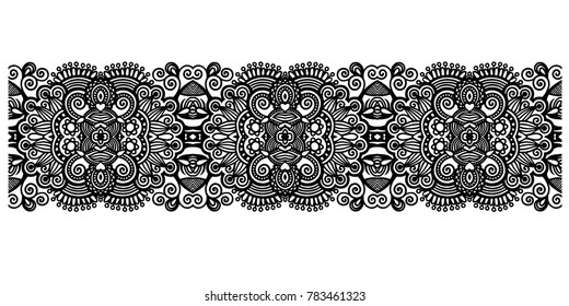 decorative ornate design stripe pattern, ethnic floral seamless wallpaper, vector illustration