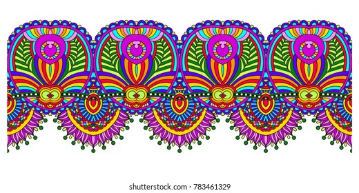 decorative ornate design stripe pattern, ethnic floral seamless wallpaper, vector illustration