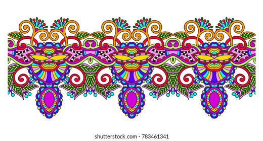 decorative ornate design stripe pattern, ethnic floral seamless wallpaper, vector illustration