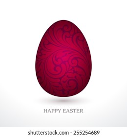 Decorative ornate Easter egg isolated on white background. Happy Easter. Vector illustration. Design invitation, banner, greeting card