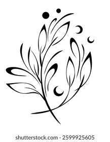 decorative ornate element with stylized leaves and curls; graphic design