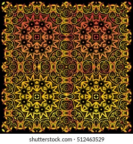 Decorative ornate. Geometric mandala icon isolated for card, Vector mandala in black, gold. For invitation, scrapbook, banner, postcard, tattoo, yoga, boho, magic or flyer. Vector illustration. EPS 8