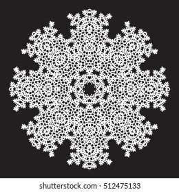 Decorative ornate. Geometric mandala icon isolated for card, Vector mandala in black and white. For invitation, scrapbook, banner, postcard, tattoo, yoga, boho, magic or flyer. Vector illustration.