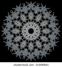 Decorative ornate. Geometric mandala icon isolated for card, Vector mandala in black and white. For invitation, scrapbook, banner, postcard, tattoo, yoga, boho, magic or flyer. Vector illustration.