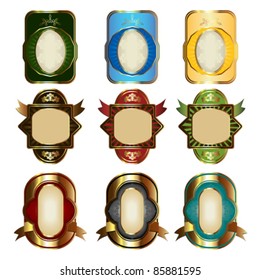 Decorative ornate gold frame label
