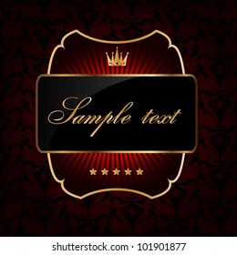 Decorative ornate golden vector frame on dark background