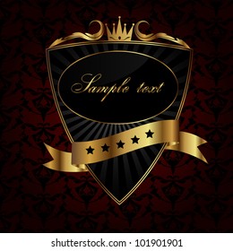 Decorative ornate golden vector frame on dark background
