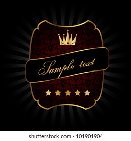 Decorative ornate golden vector frame on dark background