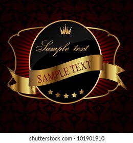 Decorative ornate golden vector frame on dark background
