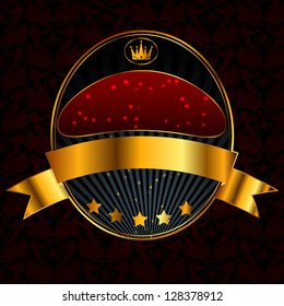 Decorative ornate golden vector frame on dark background