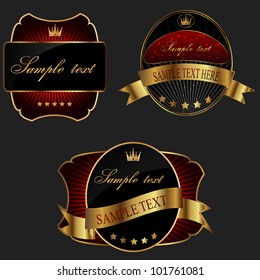 Decorative ornate golden vector frames on dark background