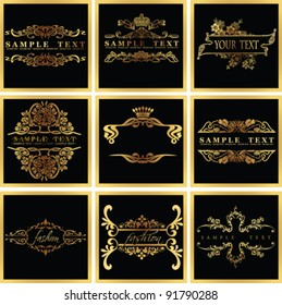 Decorative Ornate Golden Vector Quad Frames