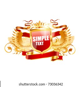 Decorative ornate golden vector shield.