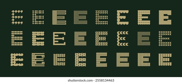 Decorative ornate letter E logo branding set