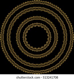 Decorative ornate mandala icon isolated for card, Vector mandala in black, gold. For invitation card, scrapbook, banner, postcard, tattoo, yoga, boho, magic, carpet, tile or lace. Vector illustration.