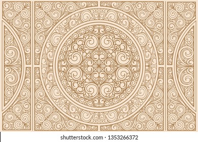 Decorative ornate monochrome retro design background