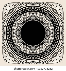 Decorative ornate monochrome retro design element