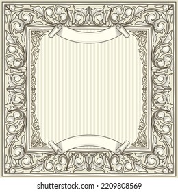 Decorative ornate monochrome retro design blank frame