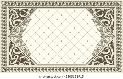 Decorative ornate monochrome retro floral blank card